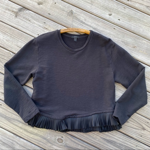 J. Crew  Pleated Ruffle Hem Peplum Long Sleeve Top - Picture 1 of 9